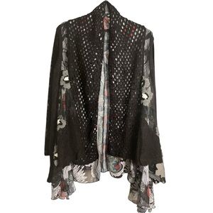 Coco + Carmen Black Floral Open-Knit Cardigan